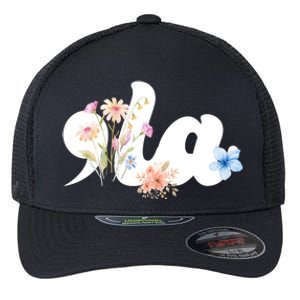 Comma La Floral Kamala Harris President 2024 Flexfit Unipanel Trucker Cap