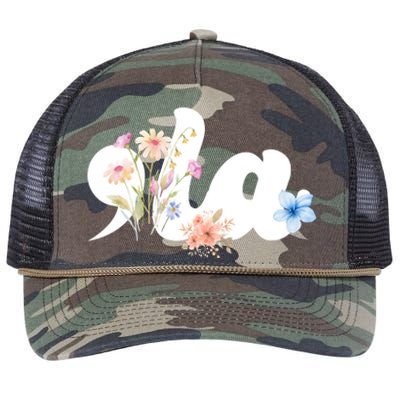 Comma La Floral Kamala Harris President 2024 Retro Rope Trucker Hat Cap