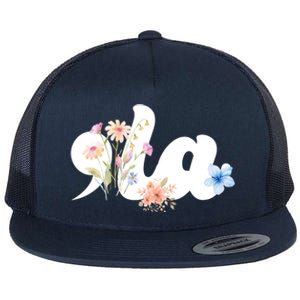 Comma La Floral Kamala Harris President 2024 Flat Bill Trucker Hat