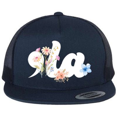 Comma La Floral Kamala Harris President 2024 Flat Bill Trucker Hat