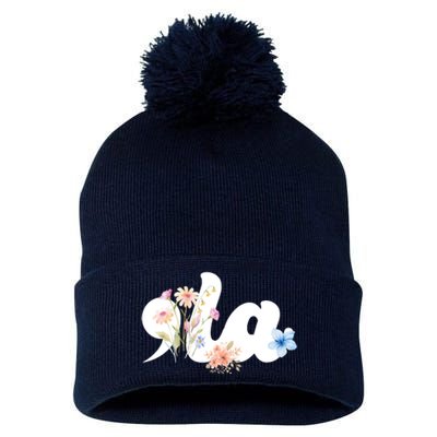 Comma La Floral Kamala Harris President 2024 Pom Pom 12in Knit Beanie