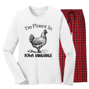 Chicken Lovers Fluent In Fowl Language Women's Long Sleeve Flannel Pajama Set 