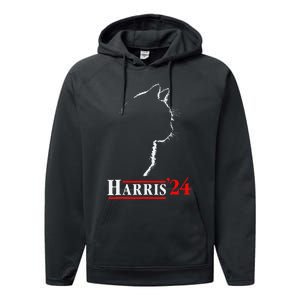 Cat Ladies For Kamala Funny Cat 2024 President Kamalaharris Gift Performance Fleece Hoodie