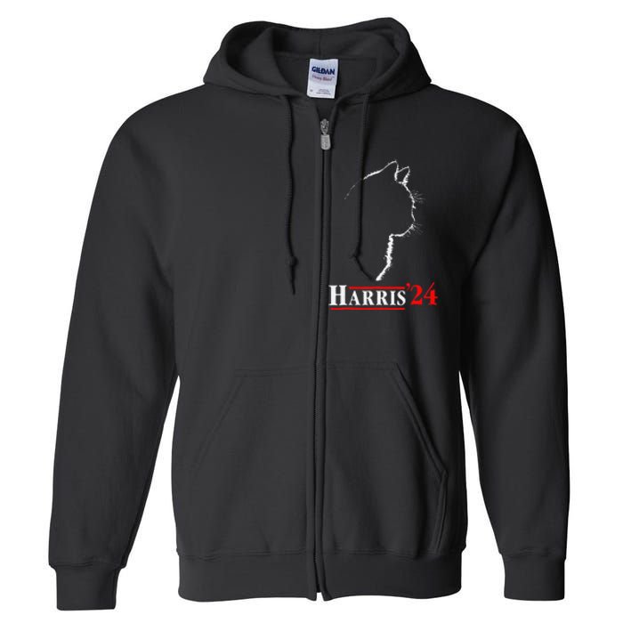 Cat Ladies For Kamala Funny Cat 2024 President Kamalaharris Gift Full Zip Hoodie