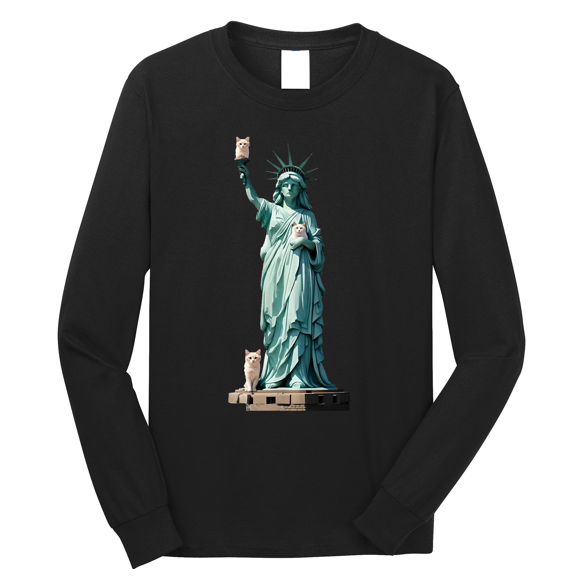 Cat Ladies For Kamala Statue Of Liberty With Cats Long Sleeve Shirt