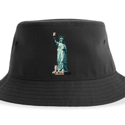 Cat Ladies For Kamala Statue Of Liberty With Cats Sustainable Bucket Hat