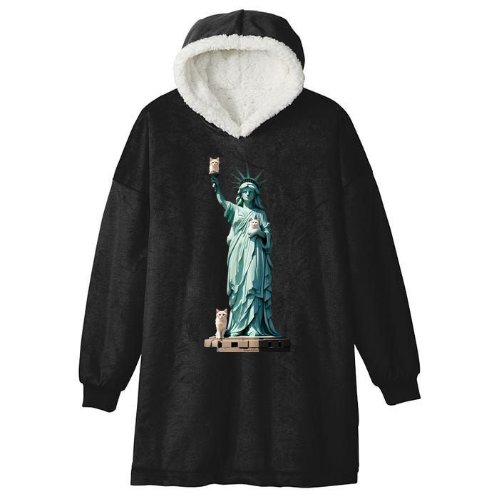 Cat Ladies For Kamala Statue Of Liberty With Cats Hooded Wearable Blanket