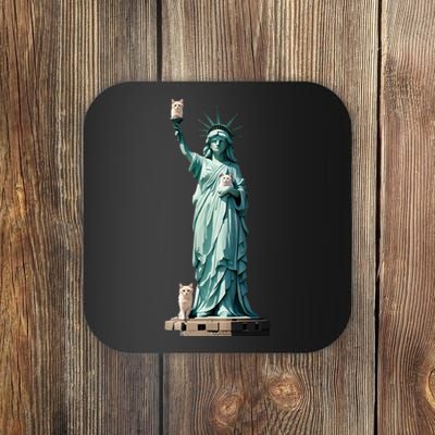 Cat Ladies For Kamala Statue Of Liberty With Cats Coaster