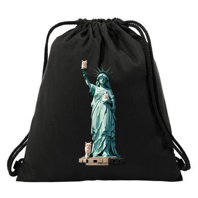 Cat Ladies For Kamala Statue Of Liberty With Cats Drawstring Bag