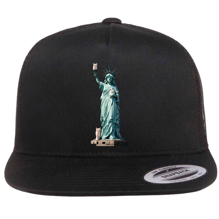 Cat Ladies For Kamala Statue Of Liberty With Cats Flat Bill Trucker Hat