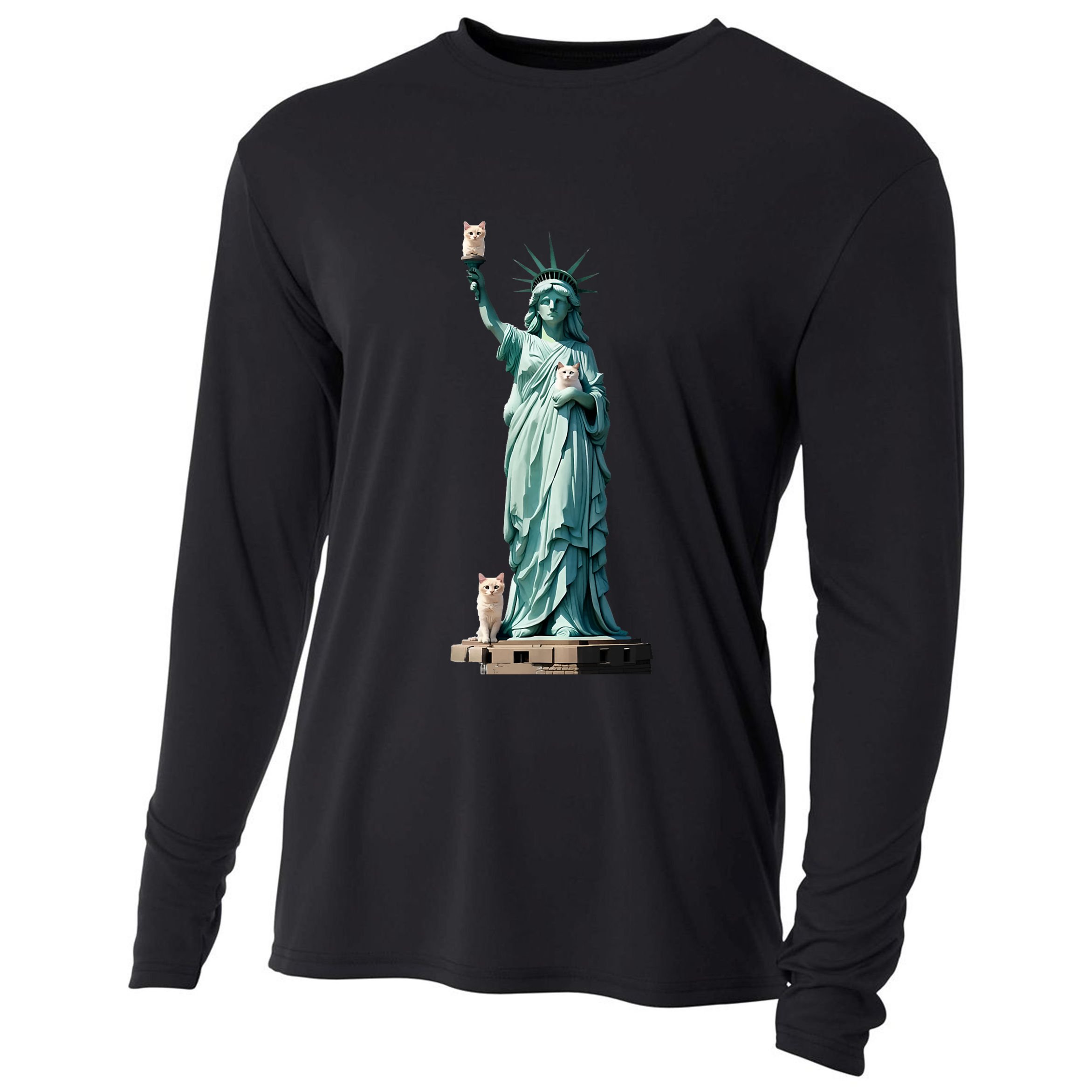 Cat Ladies For Kamala Statue Of Liberty With Cats Cooling Performance Long Sleeve Crew