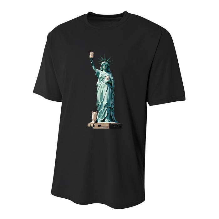 Cat Ladies For Kamala Statue Of Liberty With Cats Youth Performance Sprint T-Shirt