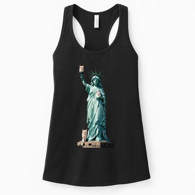 Cat Ladies For Kamala Statue Of Liberty With Cats Womens Tank Top