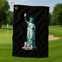 Cat Ladies For Kamala Statue Of Liberty With Cats Golf Towel