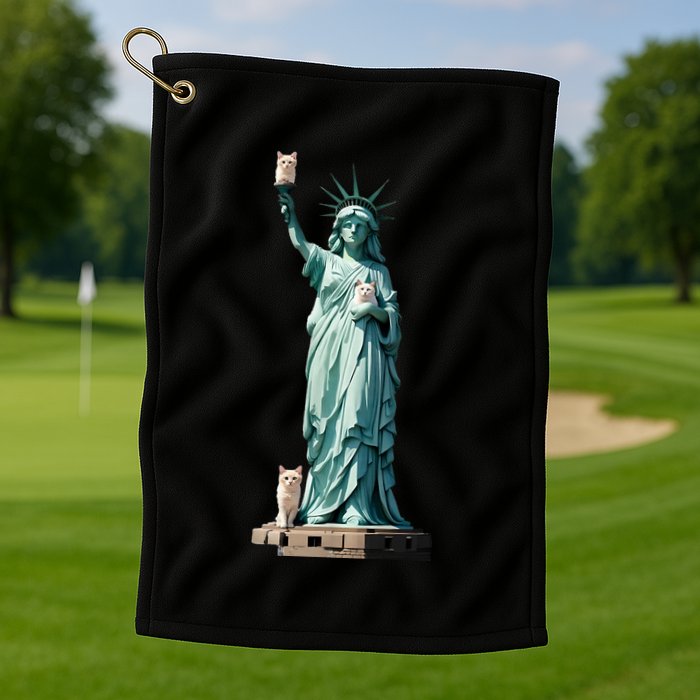 Cat Ladies For Kamala Statue Of Liberty With Cats Golf Towel