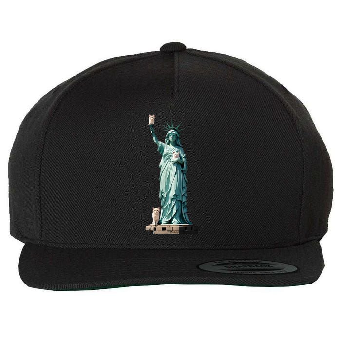 Cat Ladies For Kamala Statue Of Liberty With Cats Wool Snapback Cap