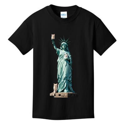 Cat Ladies For Kamala Statue Of Liberty With Cats Kids T-Shirt