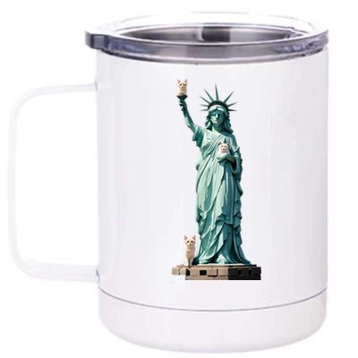 Cat Ladies For Kamala Statue Of Liberty With Cats 12 oz Stainless Steel Tumbler Cup