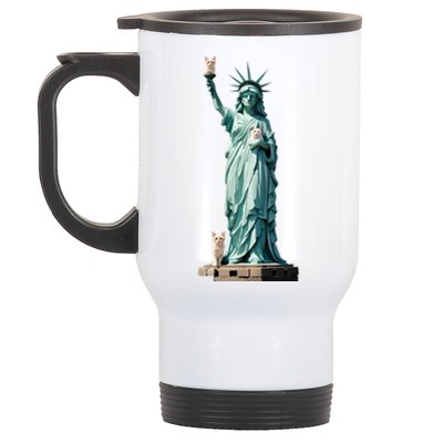 Cat Ladies For Kamala Statue Of Liberty With Cats Stainless Steel Travel Mug