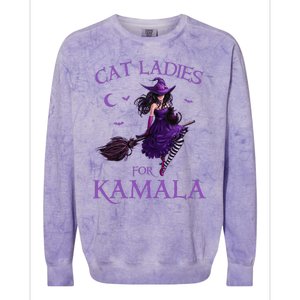 Cat Ladies For Kamala Harris 2024 Witches Harris Halloween Gift Colorblast Crewneck Sweatshirt