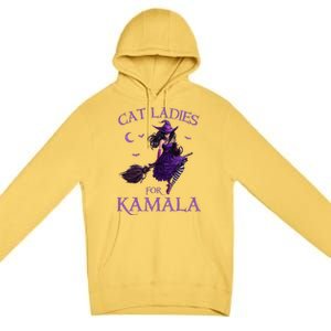 Cat Ladies For Kamala Harris 2024 Witches Harris Halloween Gift Premium Pullover Hoodie