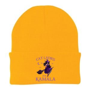 Cat Ladies For Kamala Harris 2024 Witches Harris Halloween Gift Knit Cap Winter Beanie