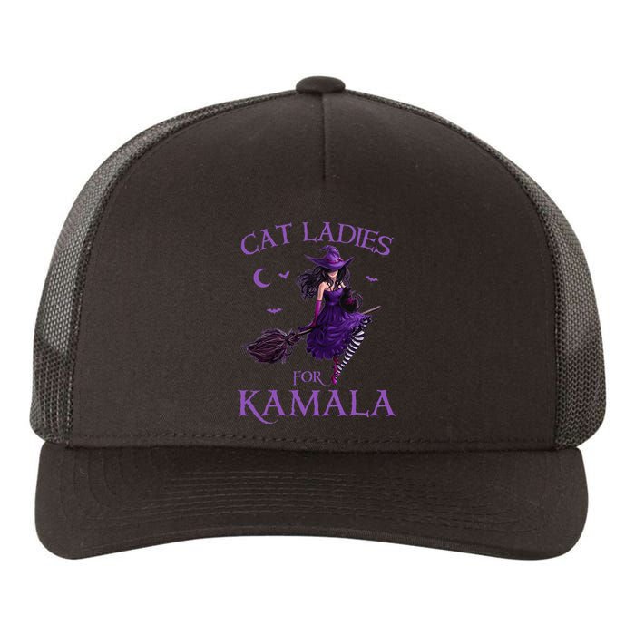 Cat Ladies For Kamala Harris 2024 Witches Harris Halloween Gift Yupoong Adult 5-Panel Trucker Hat