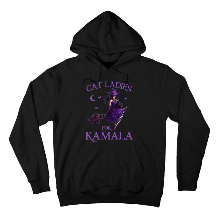 Cat Ladies For Kamala Harris 2024 Witches Harris Halloween Gift Hoodie