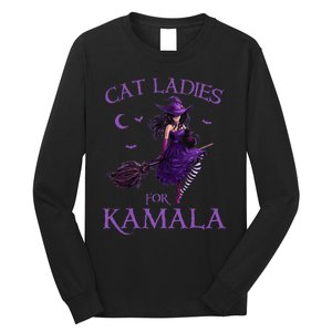 Cat Ladies For Kamala Harris 2024 Witches Harris Halloween Gift Long Sleeve Shirt