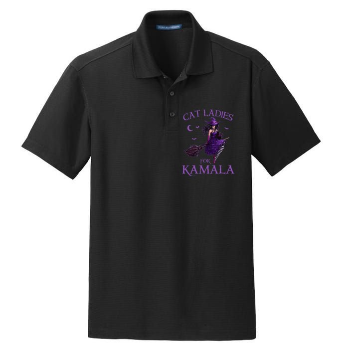 Cat Ladies For Kamala Harris 2024 Witches Harris Halloween Gift Dry Zone Grid Polo