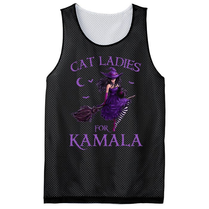 Cat Ladies For Kamala Harris 2024 Witches Harris Halloween Gift Mesh Reversible Basketball Jersey Tank