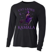 Cat Ladies For Kamala Harris 2024 Witches Harris Halloween Gift Cooling Performance Long Sleeve Crew