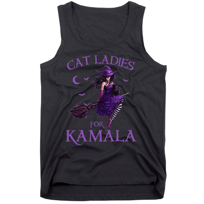 Cat Ladies For Kamala Harris 2024 Witches Harris Halloween Gift Tank Top