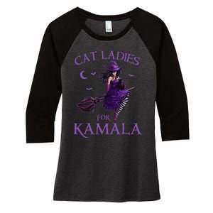 Cat Ladies For Kamala Harris 2024 Witches Harris Halloween Gift Women's Tri-Blend 3/4-Sleeve Raglan Shirt