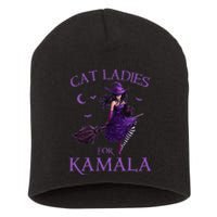 Cat Ladies For Kamala Harris 2024 Witches Harris Halloween Gift Short Acrylic Beanie