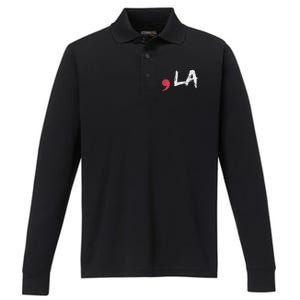 Comma La Funny Kamala Harris 2024 President Performance Long Sleeve Polo