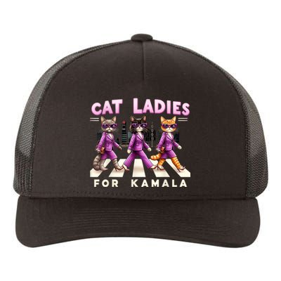 Cat Ladies For Kamala Voting Kamala Harris 2024 Cat Lover Yupoong Adult 5-Panel Trucker Hat