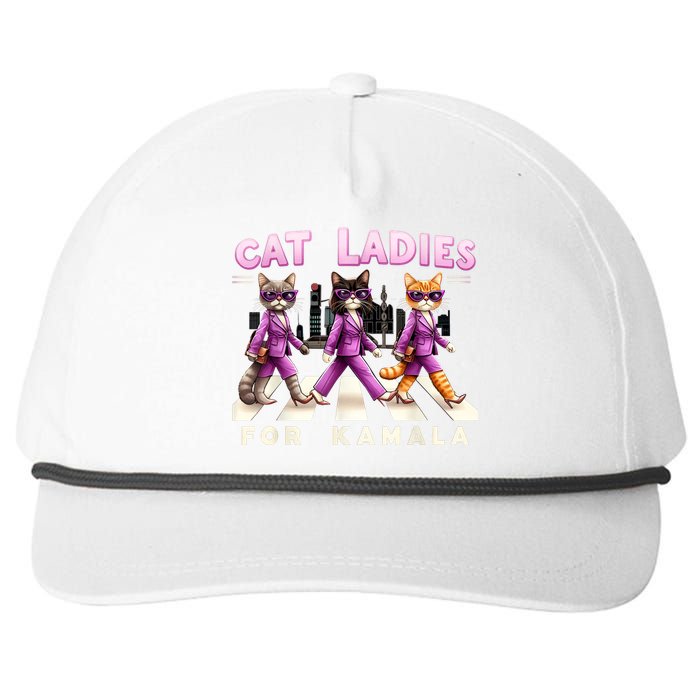 Cat Ladies For Kamala Voting Kamala Harris 2024 Cat Lover Snapback Five-Panel Rope Hat