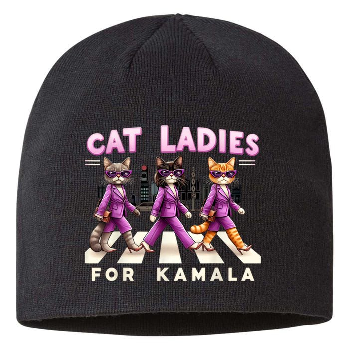 Cat Ladies For Kamala Voting Kamala Harris 2024 Cat Lover Sustainable Beanie