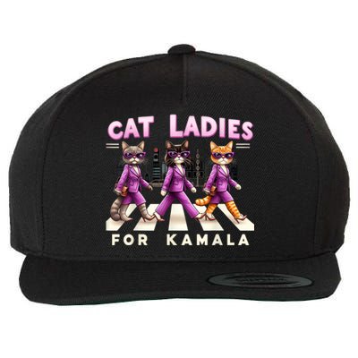 Cat Ladies For Kamala Voting Kamala Harris 2024 Cat Lover Wool Snapback Cap