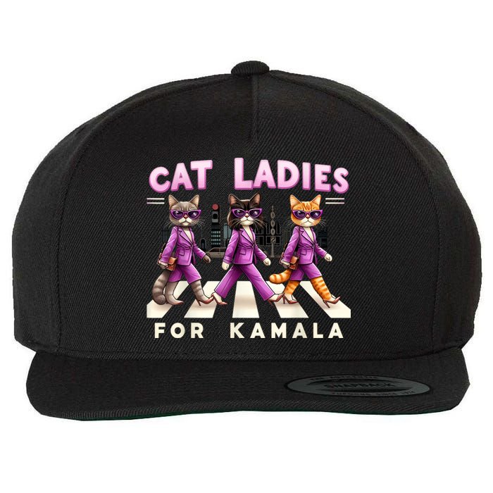 Cat Ladies For Kamala Voting Kamala Harris 2024 Cat Lover Wool Snapback Cap