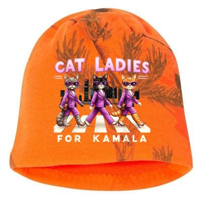 Cat Ladies For Kamala Voting Kamala Harris 2024 Cat Lover Kati - Camo Knit Beanie