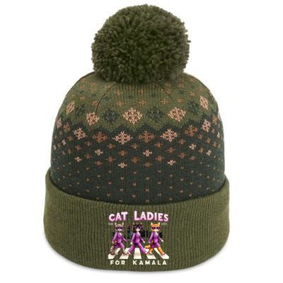 Cat Ladies For Kamala Voting Kamala Harris 2024 Cat Lover The Baniff Cuffed Pom Beanie