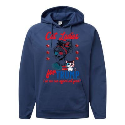 Cat Lady For Trump Funny Political Performance Fleece Hoodie