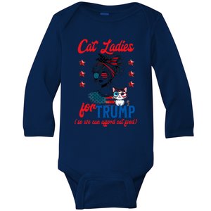 Cat Lady For Trump Funny Political Baby Long Sleeve Bodysuit