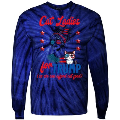 Cat Lady For Trump Funny Political Tie-Dye Long Sleeve Shirt