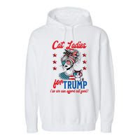 Cat Lady For Trump Funny Political Garment-Dyed Fleece Hoodie