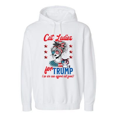 Cat Lady For Trump Funny Political Garment-Dyed Fleece Hoodie