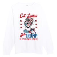 Cat Lady For Trump Funny Political Premium Crewneck Sweatshirt