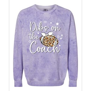 Cute Leopard Football Dibs On Coach For Coach Wife Gift Colorblast Crewneck Sweatshirt